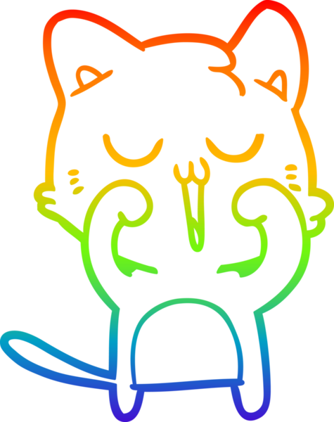 gökkuşağı gradyan çizgi çizimi bir insan tarafından çizilmiş bir çizgi film kedisi