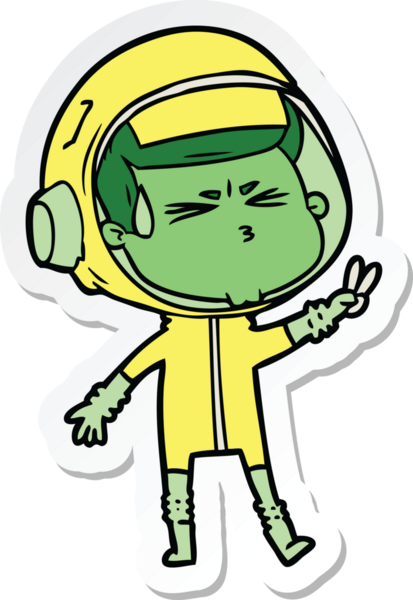 Bir insan tarafından çizilmiş astronotun çizdiği bir çizgi film çıkartması.