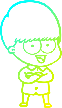 Bir insan tarafından çizilmiş mutlu çizgi film çocuğu çizimi.