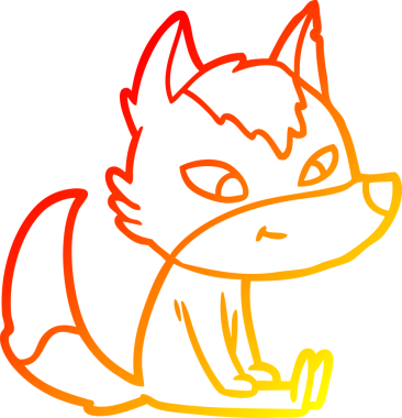 Bir insan tarafından çizilmiş dost canlısı bir kurt çizgi çizimi.