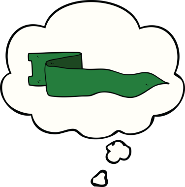 Bir insan tarafından çizilmiş düşünce baloncuklu çizgi film afişi.