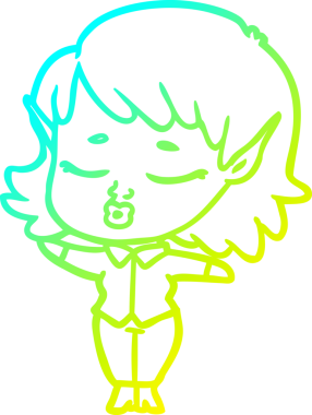 Bir insan tarafından çizilmiş güzel bir elf kızı çizimi.