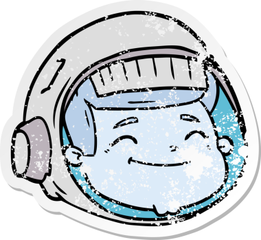 Bir insan tarafından çizilmiş karikatür astronot yüzü.