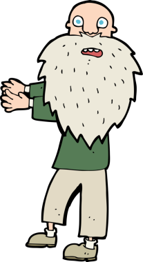 Bir insan tarafından çizilmiş sakallı yaşlı bir adam.