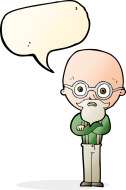 Bir insan tarafından çizilen konuşma baloncuğuyla yaşlı bir adamı sinirlendiren çizgi film.