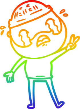 Bir insan tarafından çizilmiş ağlayan sakallı bir adamın çizimi.