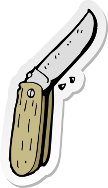 Bir insan tarafından çizilmiş bir çizgi film bıçağının çıkartması.