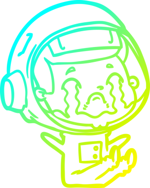 Bir insan tarafından çizilmiş ağlayan astronot çizgi filmi.