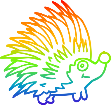 gökkuşağı gradyan çizgi çizimi Bir insan tarafından çizilmiş dikenli kirpi