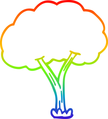 Gökkuşağı gradyan çizgi çizimi Bir insan tarafından çizilen çiçek açan bir ağaç