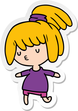 Bir insan tarafından çizilmiş sevimli bir kawai kızının çizilmiş bir karikatür çizimi.