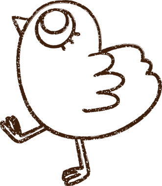 Bir insan tarafından çizilmiş sevimli kuş kömürü.