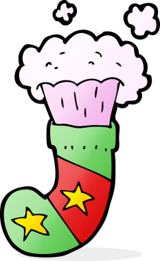 Bir insan tarafından çizilmiş sihirli Noel çorapları.