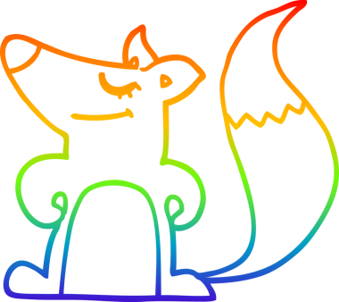 gökkuşağı gradyanı çizimi bir insan tarafından çizilmiş tilki çizgi filmi