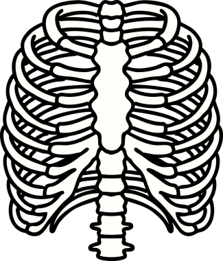 Bir insan tarafından çizilmiş geleneksel bir göğüs kafesi dövmesi.