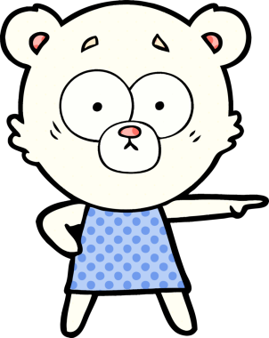 Bir insan tarafından çizilmiş gergin bir kutup ayısı çizgi filmi.