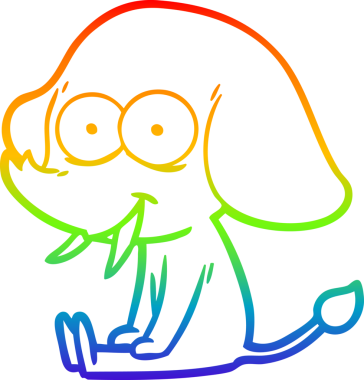 Gökkuşağı gradyanı çizimi bir insan tarafından çizilmiş mutlu bir filin çizimi