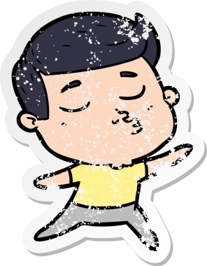 Bir insan tarafından çizilmiş karikatür mankeni adamın sıkıntılı çıkartması.