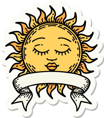 Bir insan tarafından çizilmiş güneş pankartıyla dövme stili.