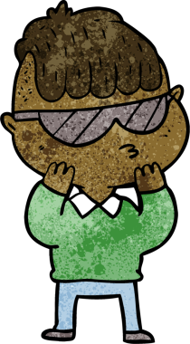 Bir insan tarafından çizilmiş güneş gözlüğü takan çizgi film çocuğu.