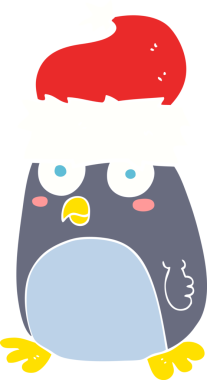 Bir insan tarafından çizilen düz renkli penguen çizimi