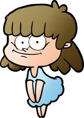 Bir insan tarafından çizilmiş gülümseyen bir kadın.