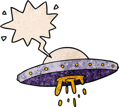 Bir insan tarafından çizilmiş, geçmişe dönük konuşma baloncuklu uçan bir çizgi film.