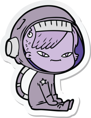 Bir insan tarafından çizilmiş astronot bir kadının çıkartması.