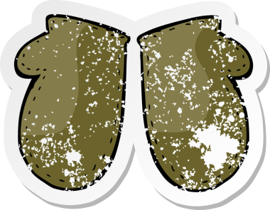 Bir insan tarafından çizilmiş karikatür eldiveninin gerilimli yapıştırması.