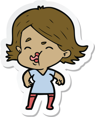 Bir insan tarafından çizilmiş bir karikatür kızının çıkartması.