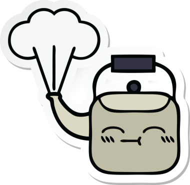 Bir insan tarafından çizilmiş dumanı tüten şirin bir çizgi film çıkartması.