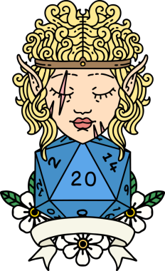 Retro Dövme Tarzı Bir insan tarafından çizilmiş 20 zarlı barbar karakter