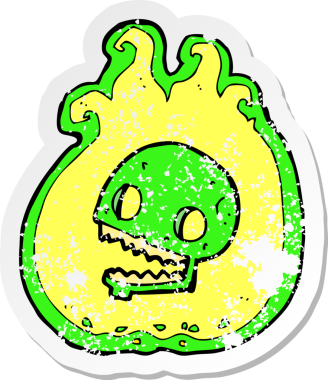 Bir insanın çizdiği cadılar bayramı alev sınırının gerilimli yapıştırması.