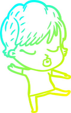 Bir insan tarafından çizilmiş gözleri olan bir karikatür kadın çizimi