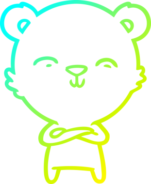 Bir insan tarafından çizilmiş mutlu bir kutup ayısının soğuk çizgi çizimi.