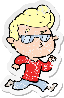 Bir insan tarafından çizilmiş havalı bir adamın sıkıntılı çıkartması.