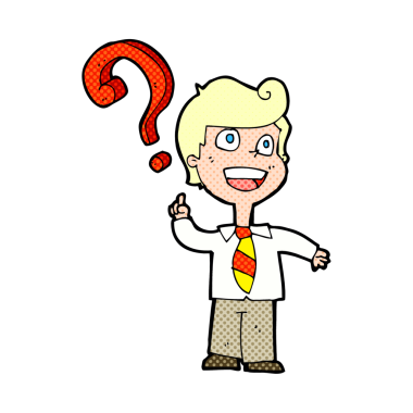 Bir insan tarafından çizilmiş sorular soran çizgi film çocuğu.