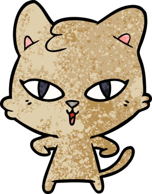 Bir insan tarafından çizilmiş çizgi film kedisi.