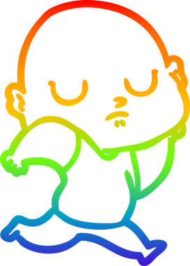 Gökkuşağı gradyan çizgisi bir insan tarafından çizilmiş kel bir adamın çizimi