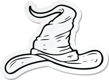 Bir insan tarafından çizilmiş bir çizgi film sihirbazı şapkasının çıkartması.