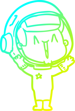 Bir insan tarafından çizilmiş mutlu bir astronotun soğuk gradyan çizimi.