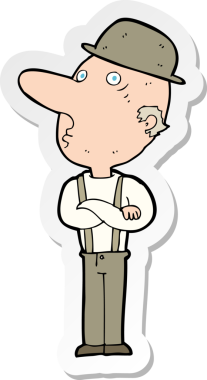 Bir insan tarafından çizilmiş şapkalı bir adamın çıkartması.