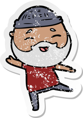 Bir insan tarafından çizilmiş mutlu sakallı bir adamın sıkıntılı çıkartması.