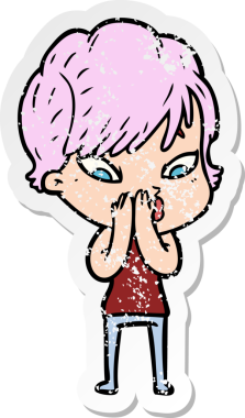 Bir insan tarafından çizilmiş karikatür bir kadının sıkıntılı çıkartması.