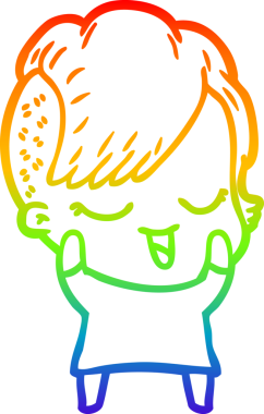 gökkuşağı gradyan çizimi mutlu bir çizgi film kızı bir insan tarafından çizildi