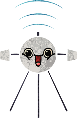 Bir insan tarafından çizilmiş bir uydunun retro çizim tarzı karikatürü