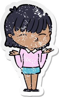 Bir insan tarafından çizilmiş karikatür bir kadının sıkıntılı çıkartması.