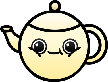 Bir insan tarafından çizilmiş bir çaydanlığın gölgeli karikatürü