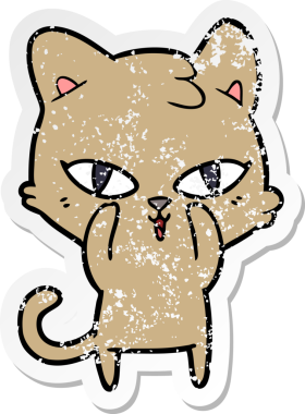 Bir insan tarafından çizilmiş karikatür bir kedinin sıkıntılı çıkartması.