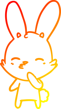 Bir insan tarafından çizilmiş meraklı bir tavşan çizgi filmi.